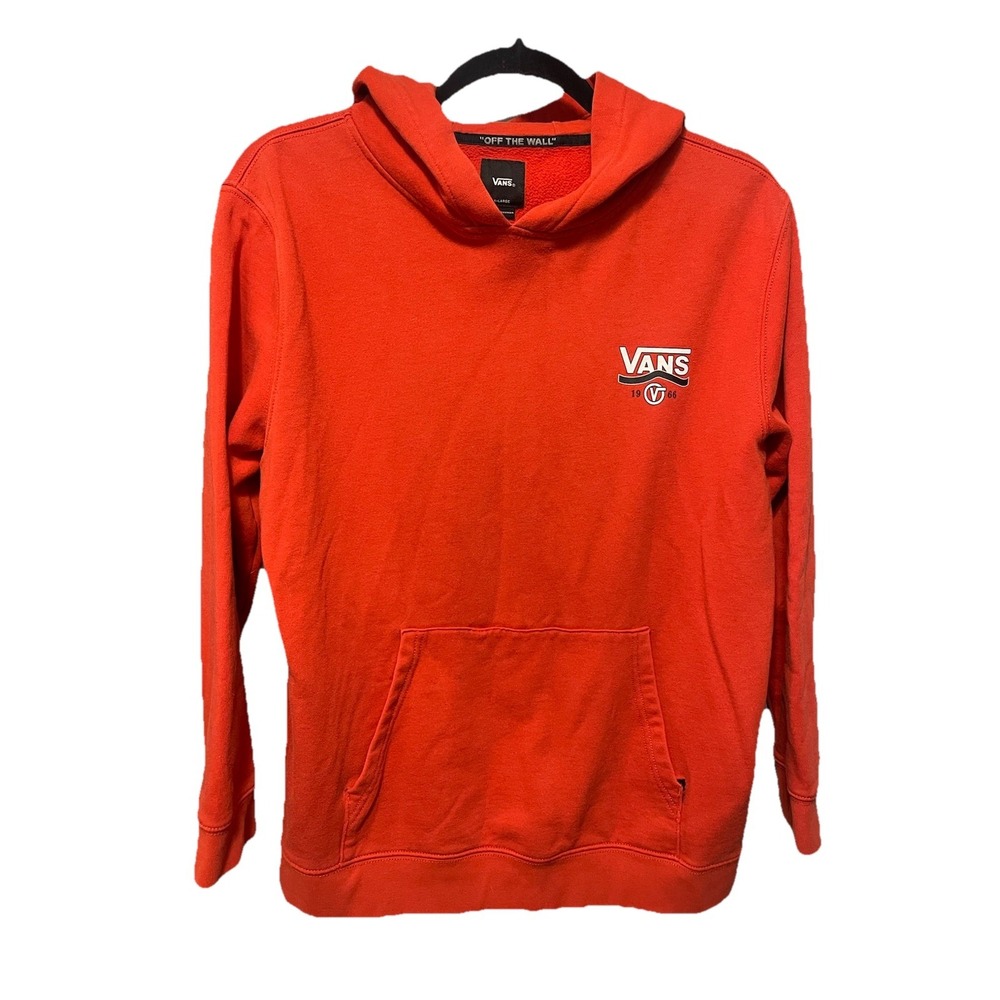 Vans Off The Wall Red Hoodie Men's XL Warm SportyREAD Small Tear At Pocket